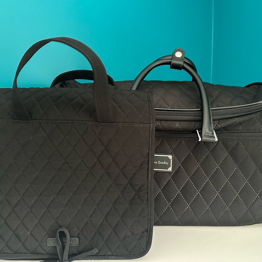 Vera Bradley Black Quilted Travel Bag Set